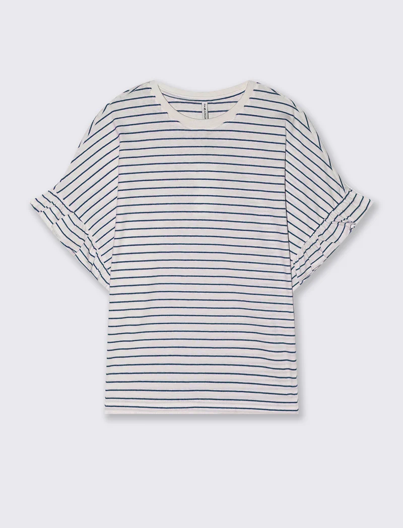 T-Shirt Girocollo Mezza Manica con Ruches - var 1