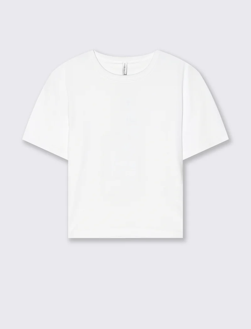 T-Shirt Basica Crop Manica Corta - Bianco