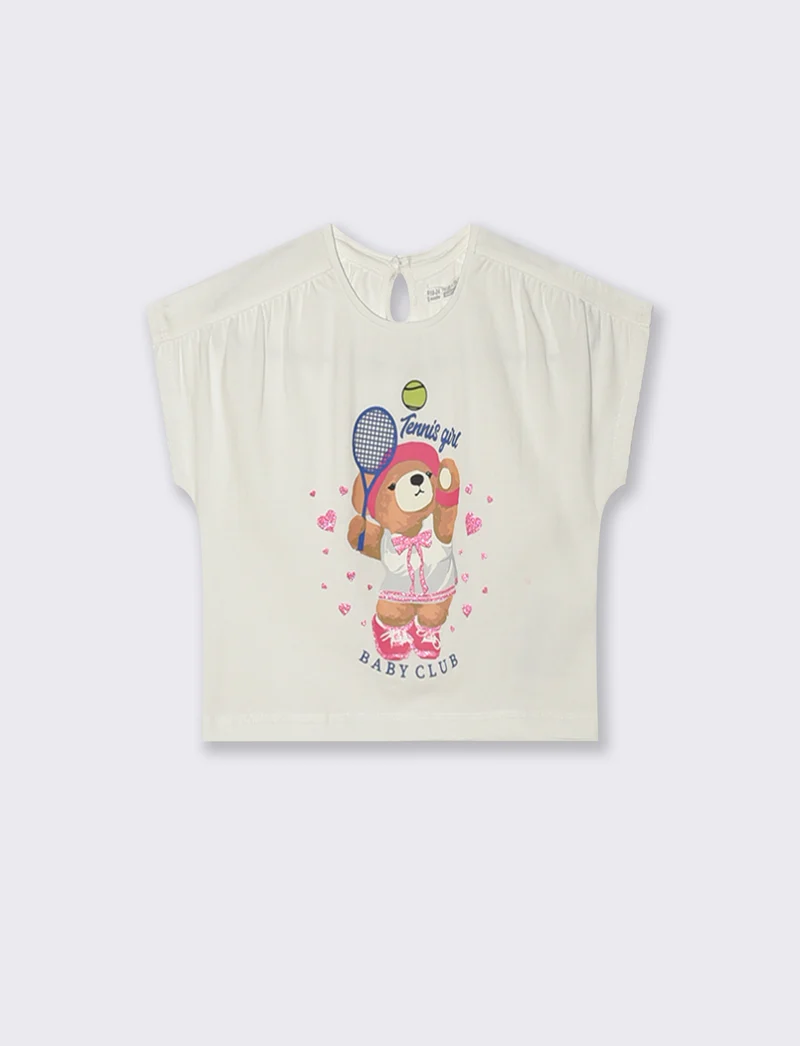 T-SHIRT GLITTER Manica corta e trendy - Bianco latte