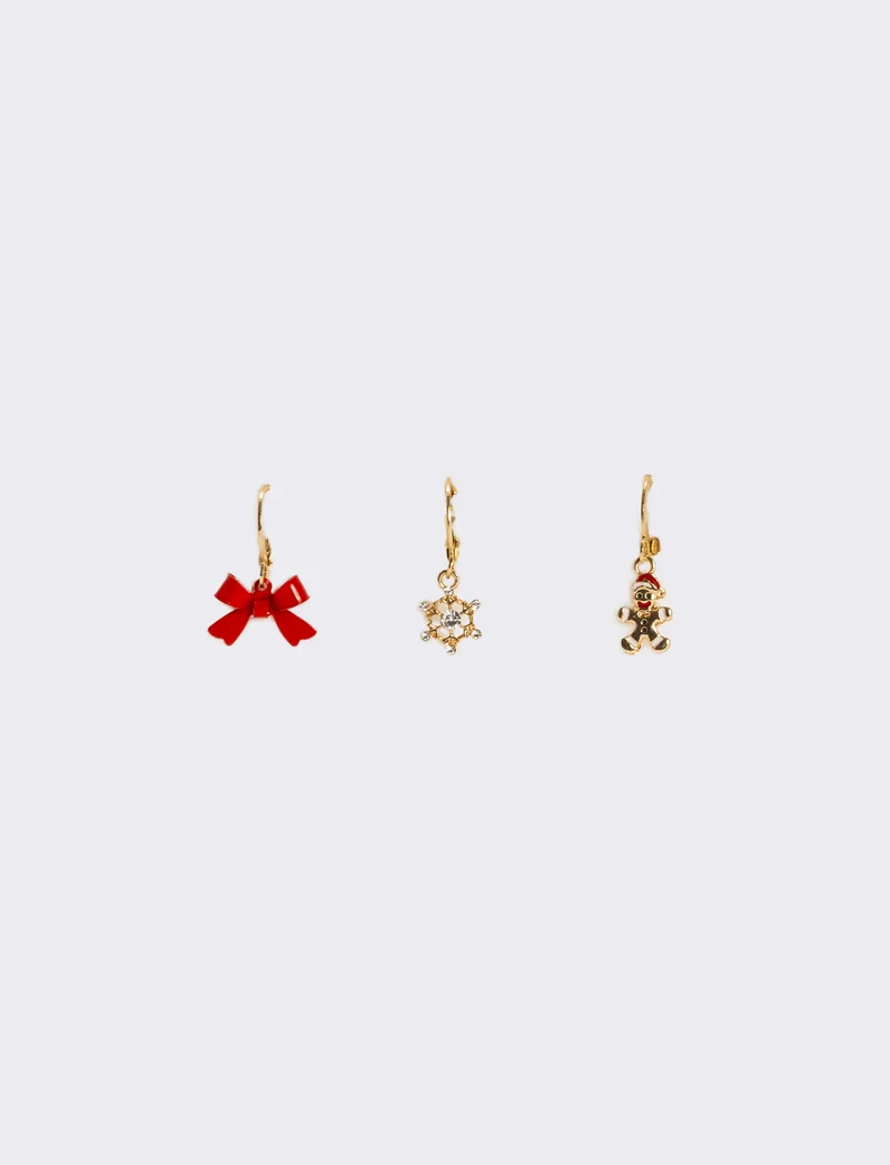 Orecchini donna card 3 paia natale - Rosso