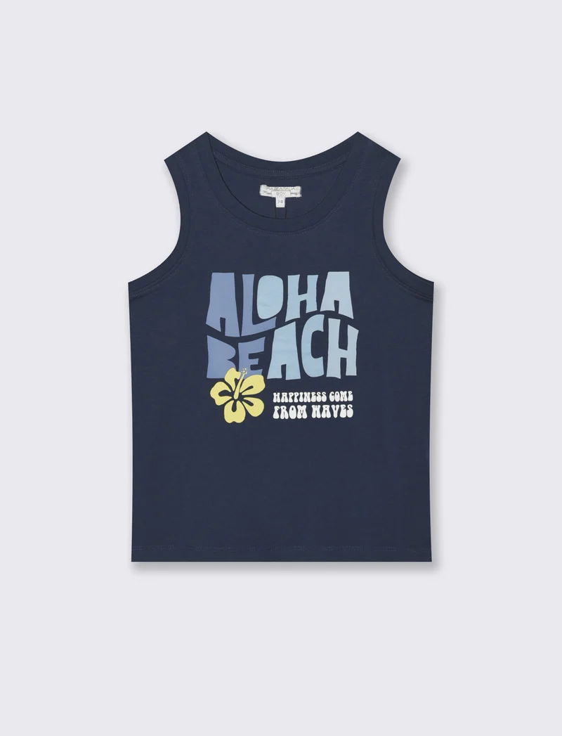 Canotta jersey con stampa per il mare - Blu