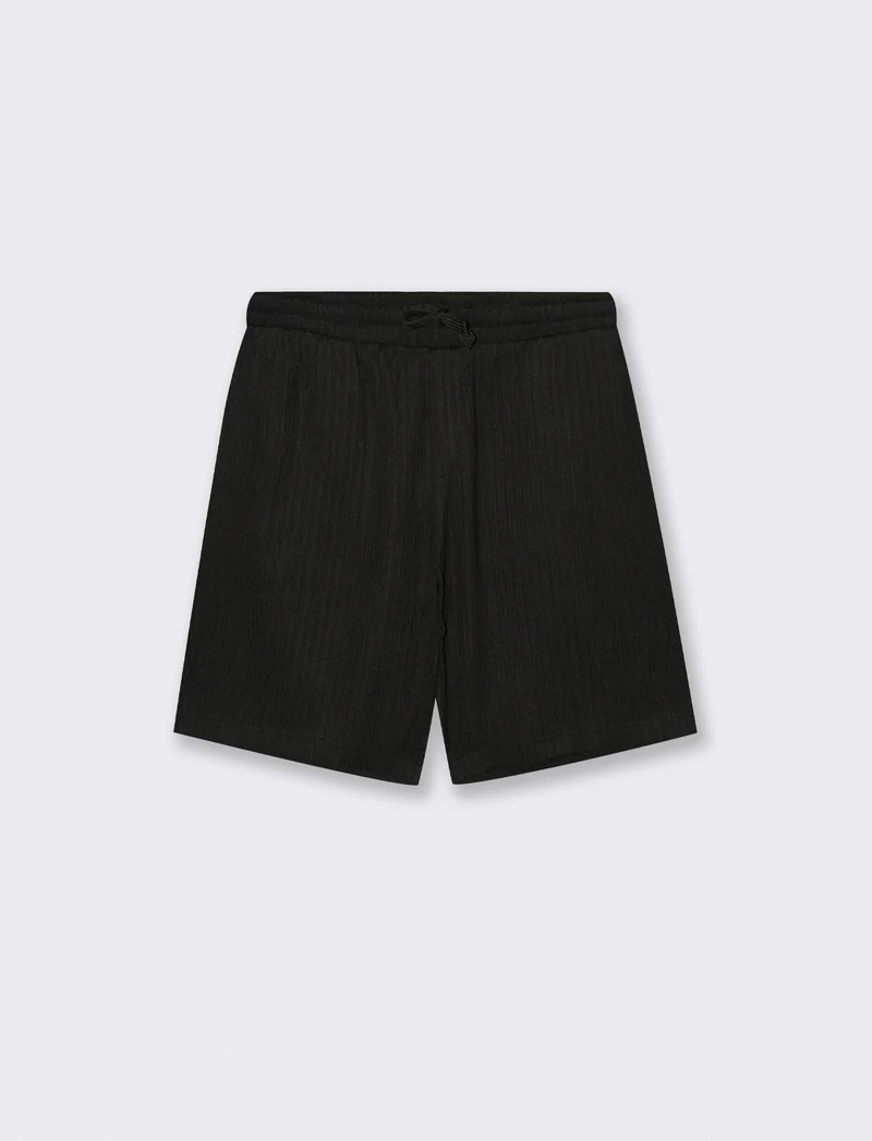 Bermuda Jacquard con Vita Jogger Relaxed - Nero