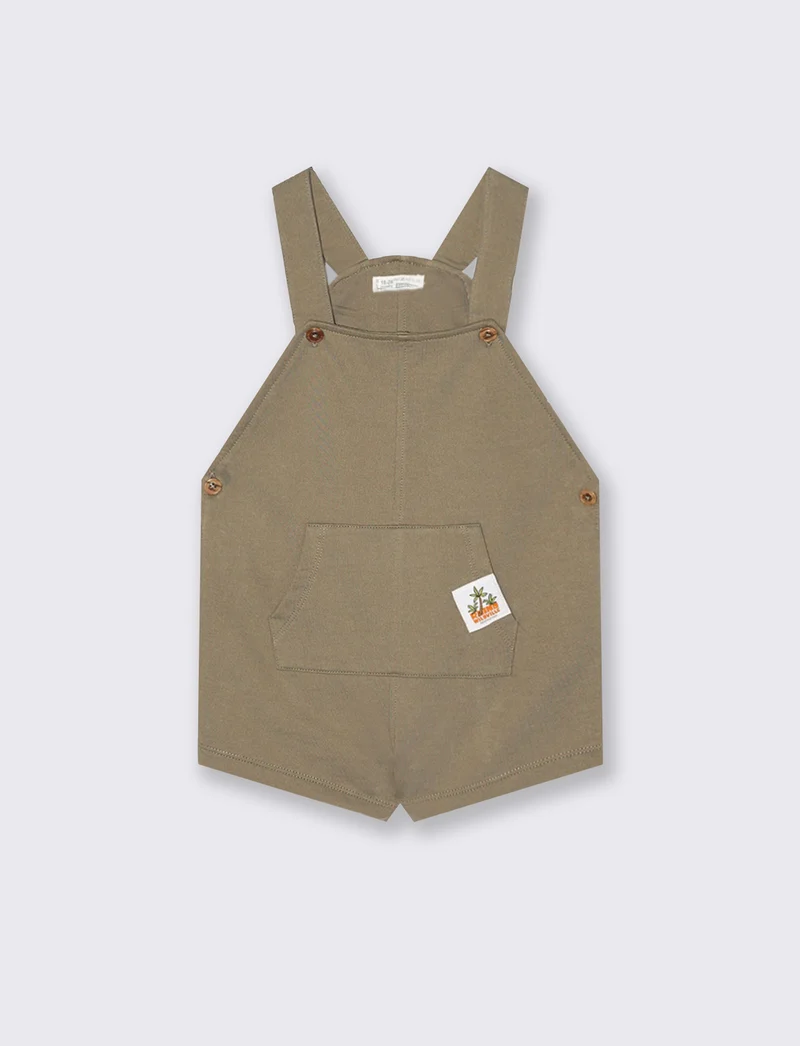 Salopette corta in felpa sportiva con tasca - Grigio mastice