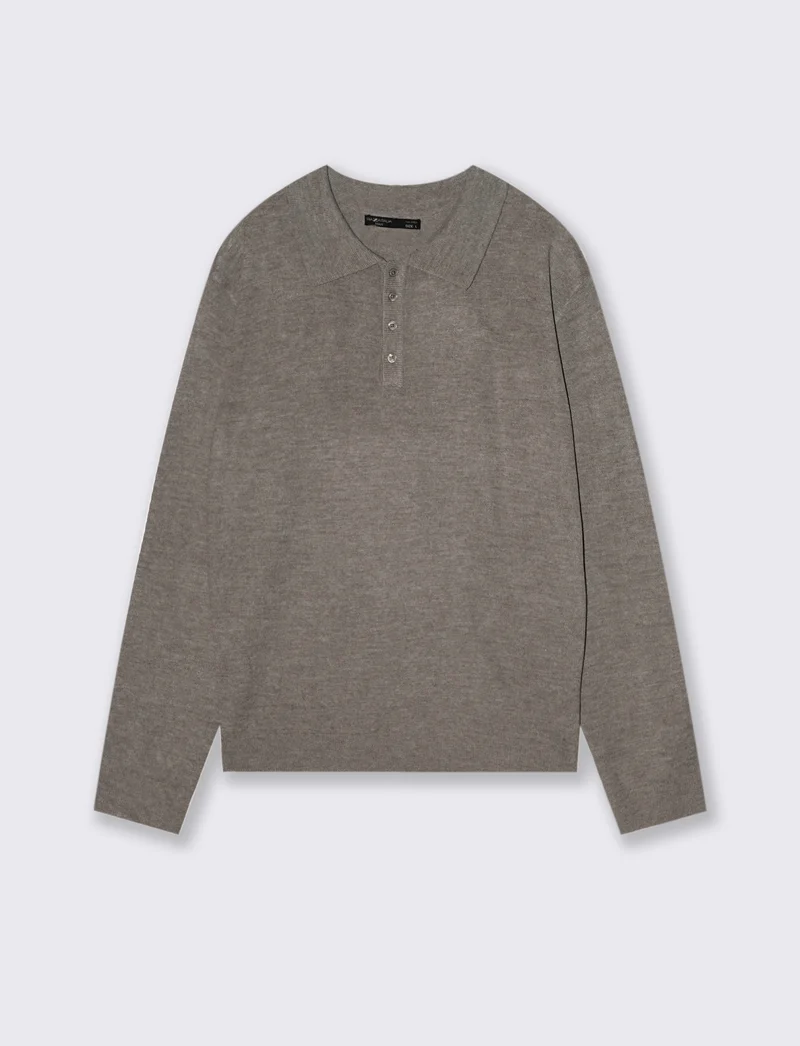 POLO IN MAGLIA EFFETTO LANA - Grigio fango