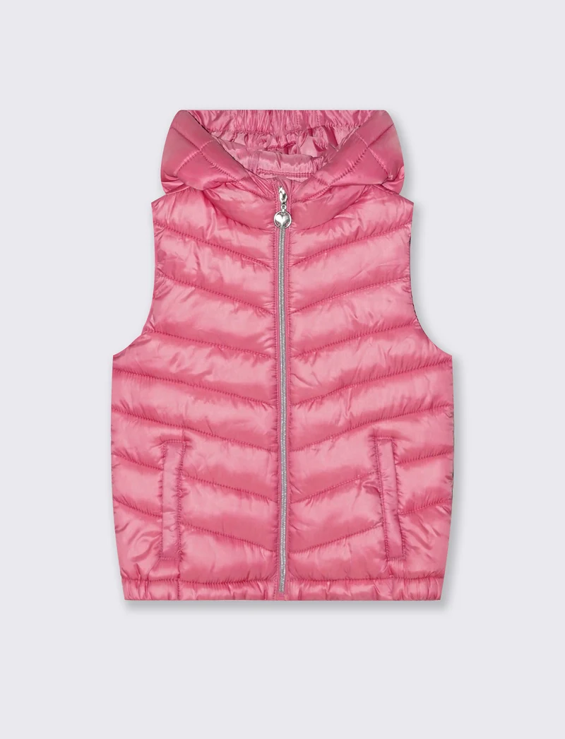 Gilet trapuntato leggero con cappuccio - Rosa big bubble