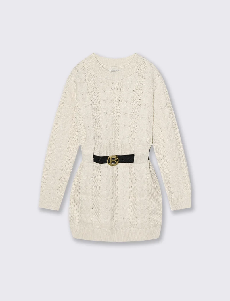 Abito con cintura - Beige
