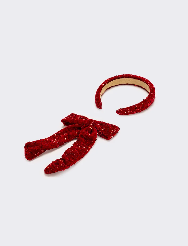 Set con paillettes e fiocco bambina - Bordeaux