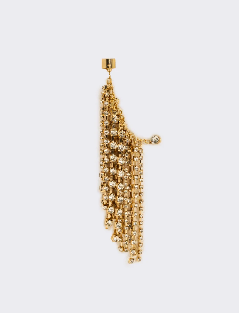 Orecchini ear cuff con strass a cascata - Oro
