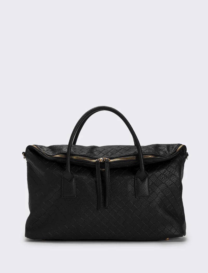 Borsa con patta mezzaluna doppio cursore donna - Nero