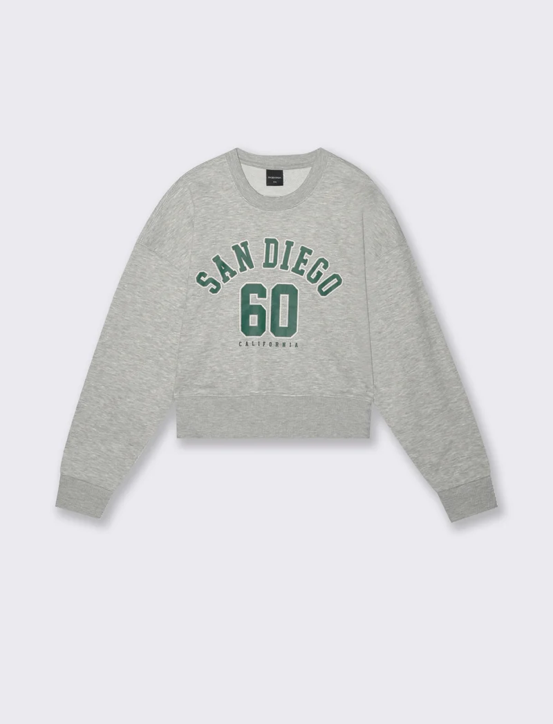 FELPA CROP CON STAMPA - Grigio melange