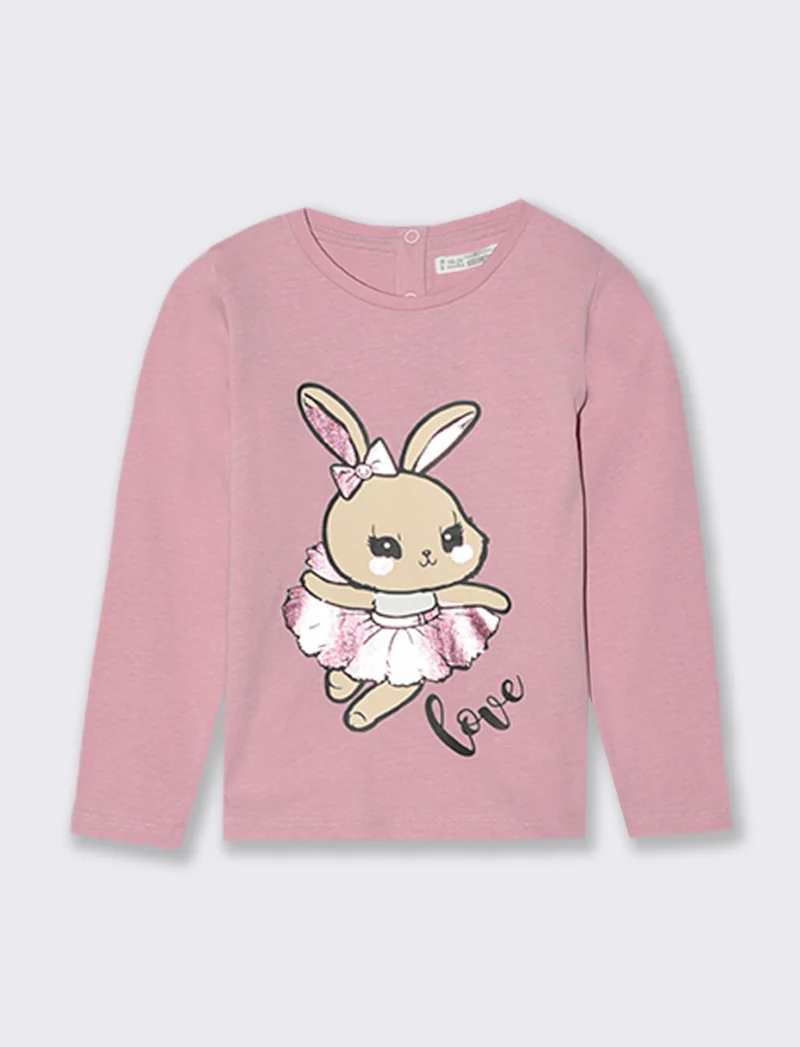 T shirt con stampa brillante - Rosa