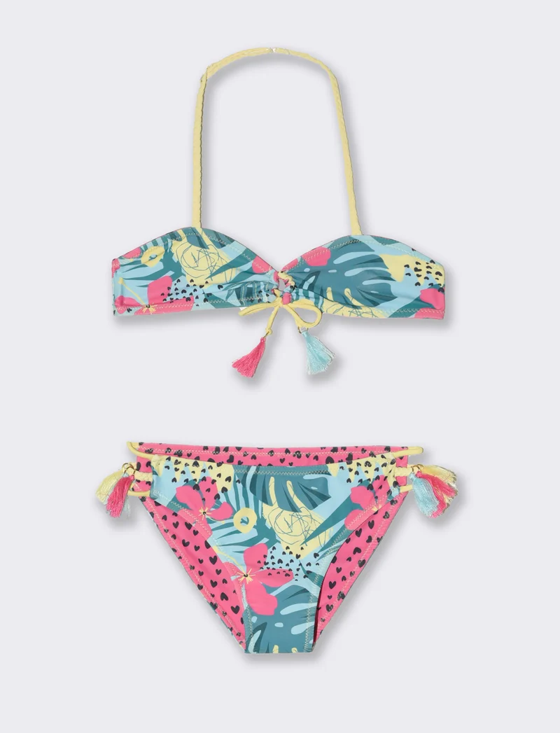 Costume double face da bambina - Verde acqua
