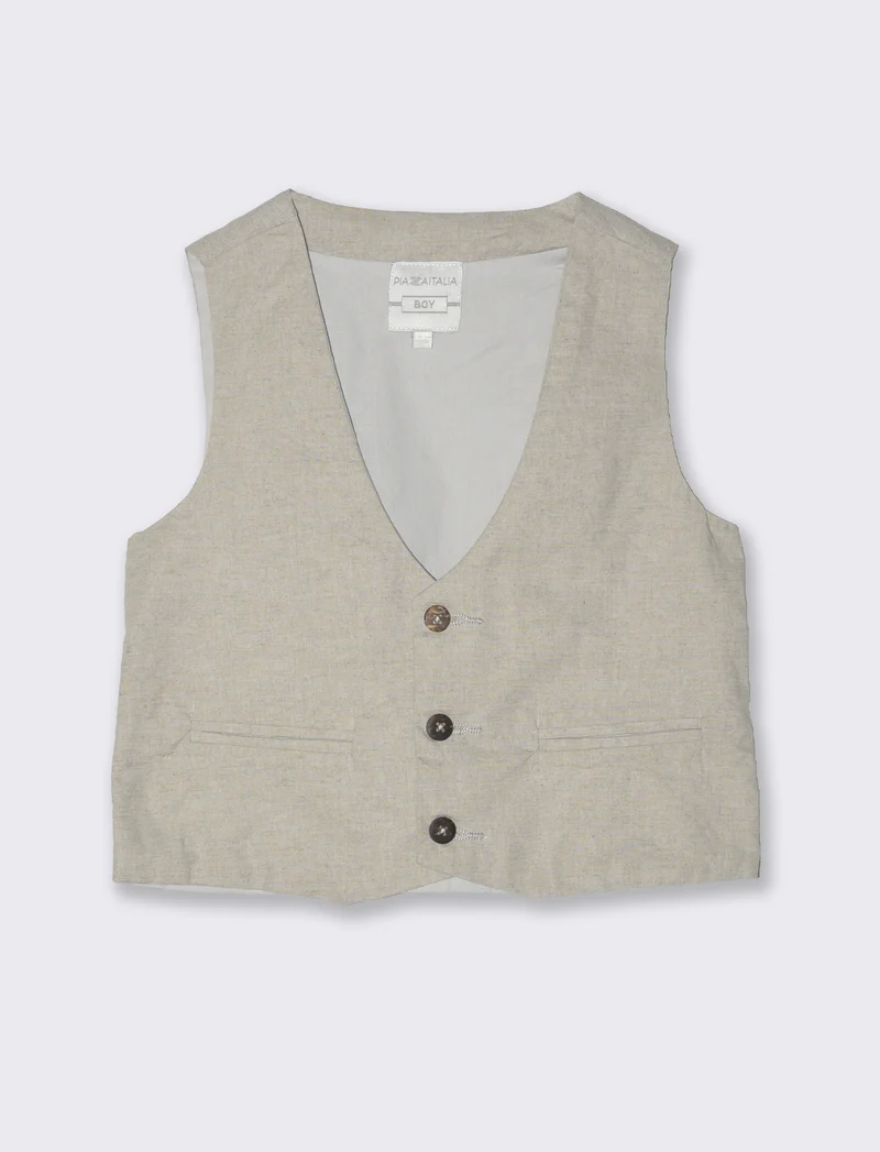 Gilet in lino da bambino - Beige