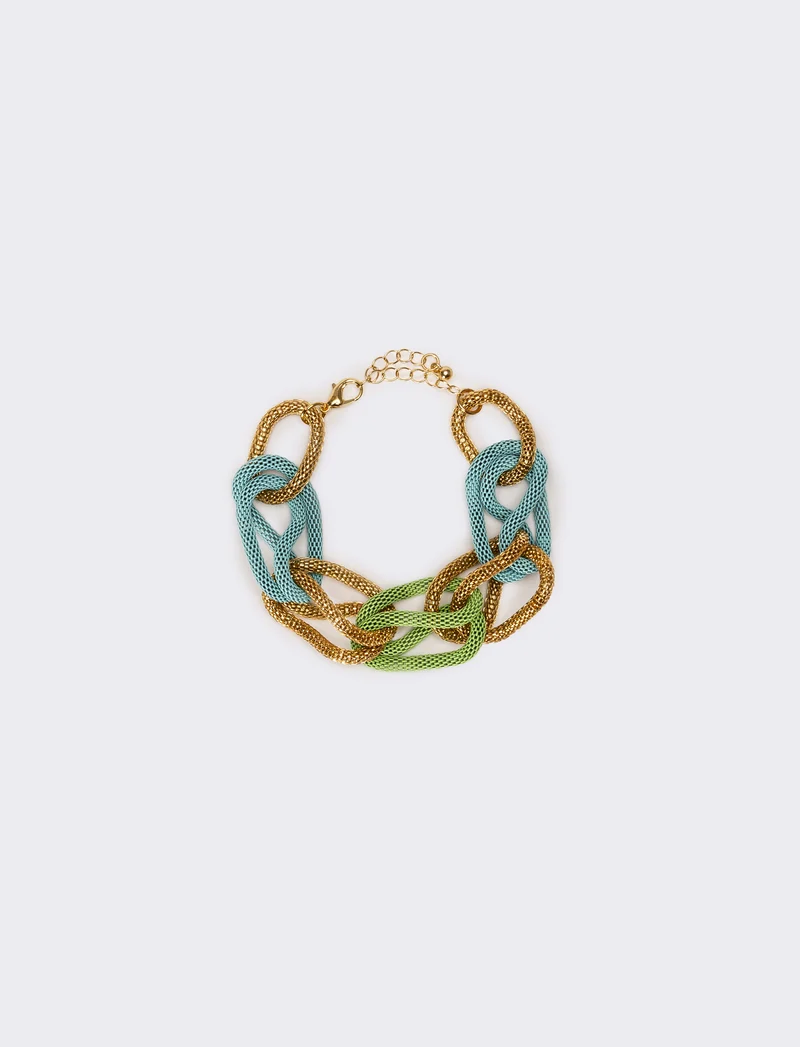 Bracciale donna maglia metallica colorata - Verde