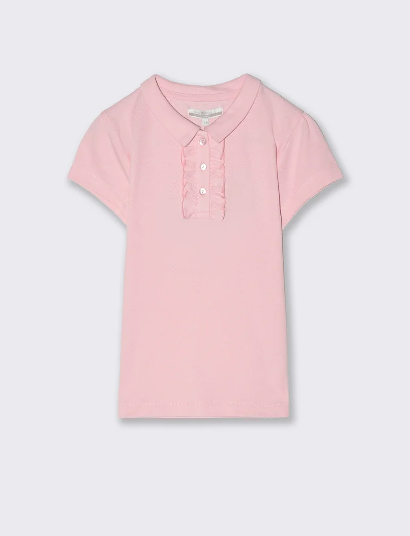 Polo in piquet da bambina - Rosa