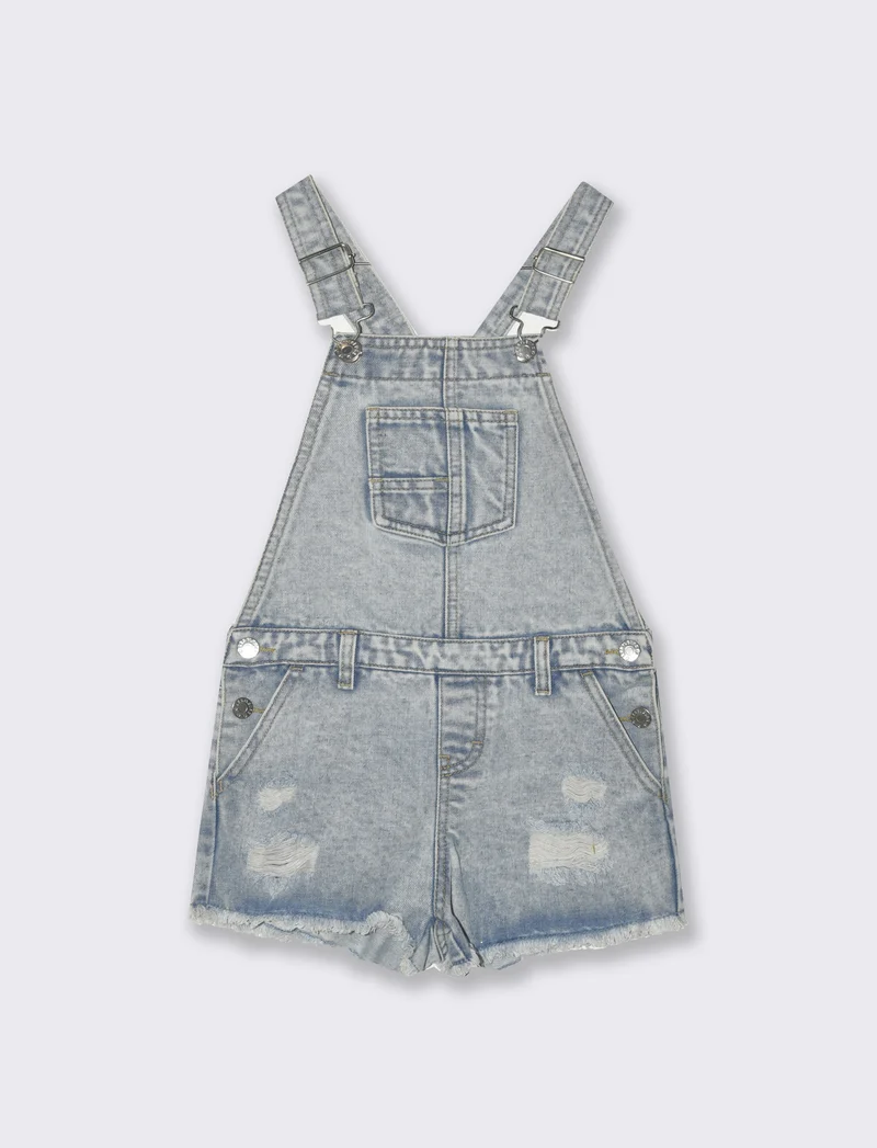 Salopette con shorts da bambina - Denim