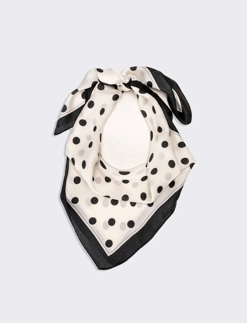 Foulard donna stampe pois 70x70 - Bianco