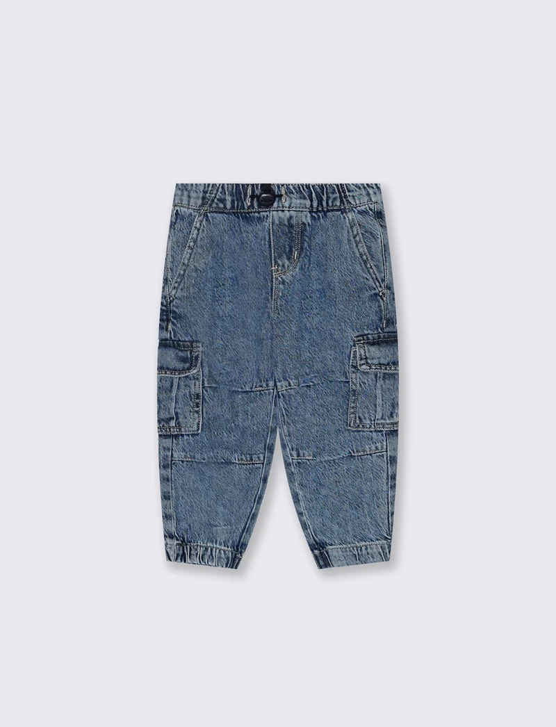 Jeans con tasconi laterali da neonato - Denim