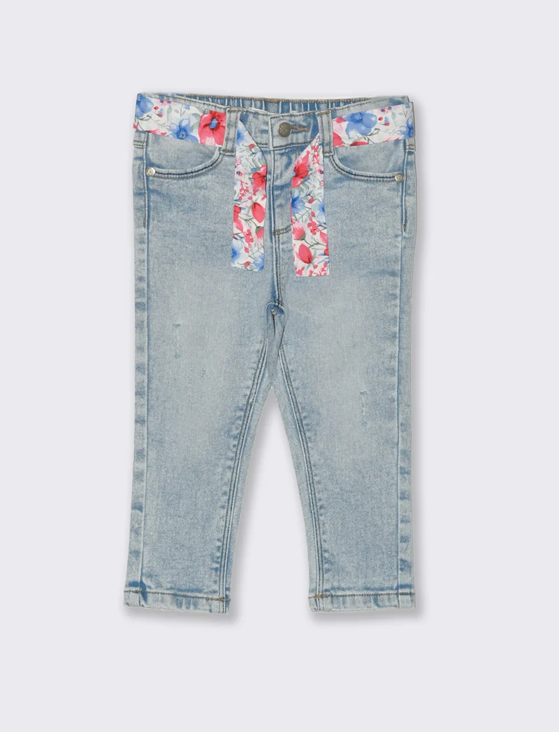 Jeans con cintura a fantasia da neonata - Denim
