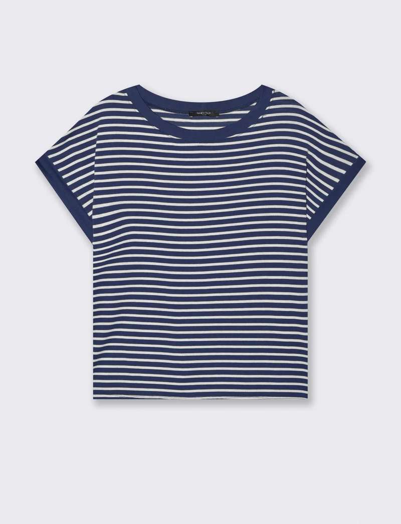 tshirt in viscosa rigata - blu bianco