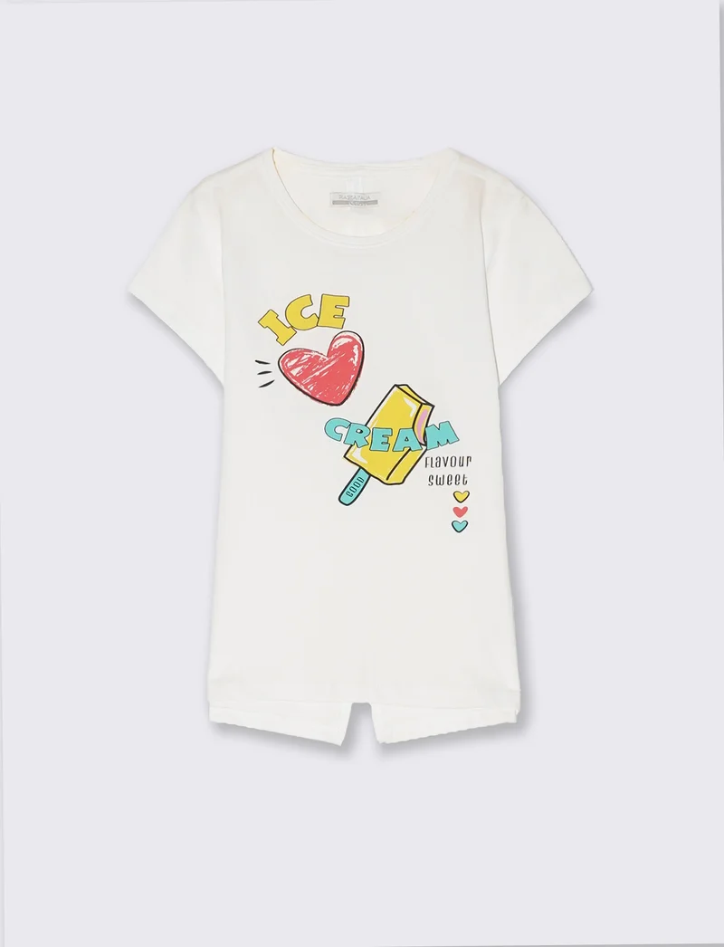 T-shirt mezza manica in cotone da bambina - Bianco