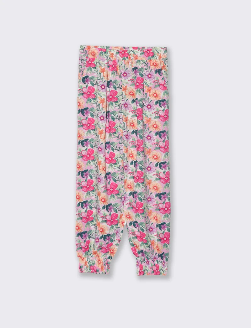 Pantaloni morbidi con laccio in vita da bambina - Rosa