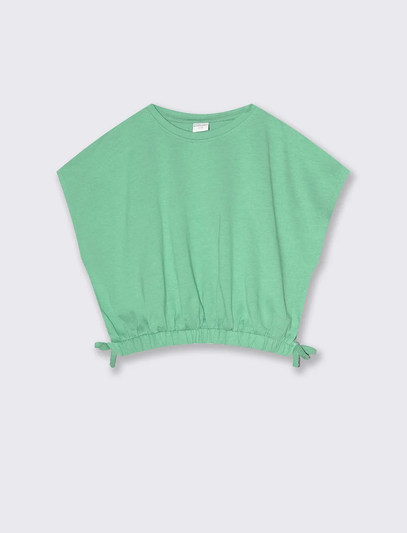 T-shirt estiva bambina con rouches - Verde acqua