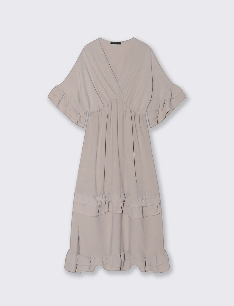VESTITO INCROCIO CON BALZA AL FONDO - Grigio fango