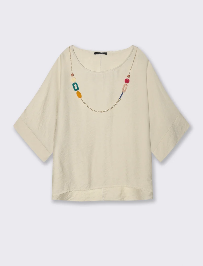 Casacca over con collana - Beige