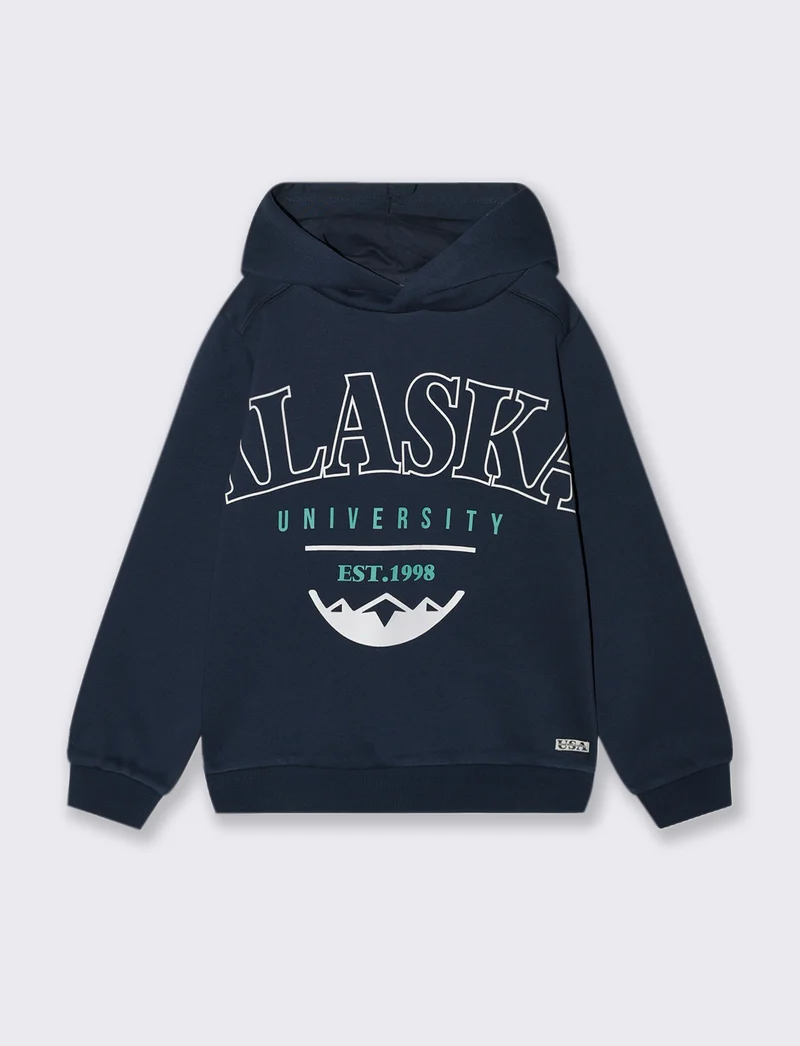 Felpa con cappuccio stampa maxi da bambino - Blu