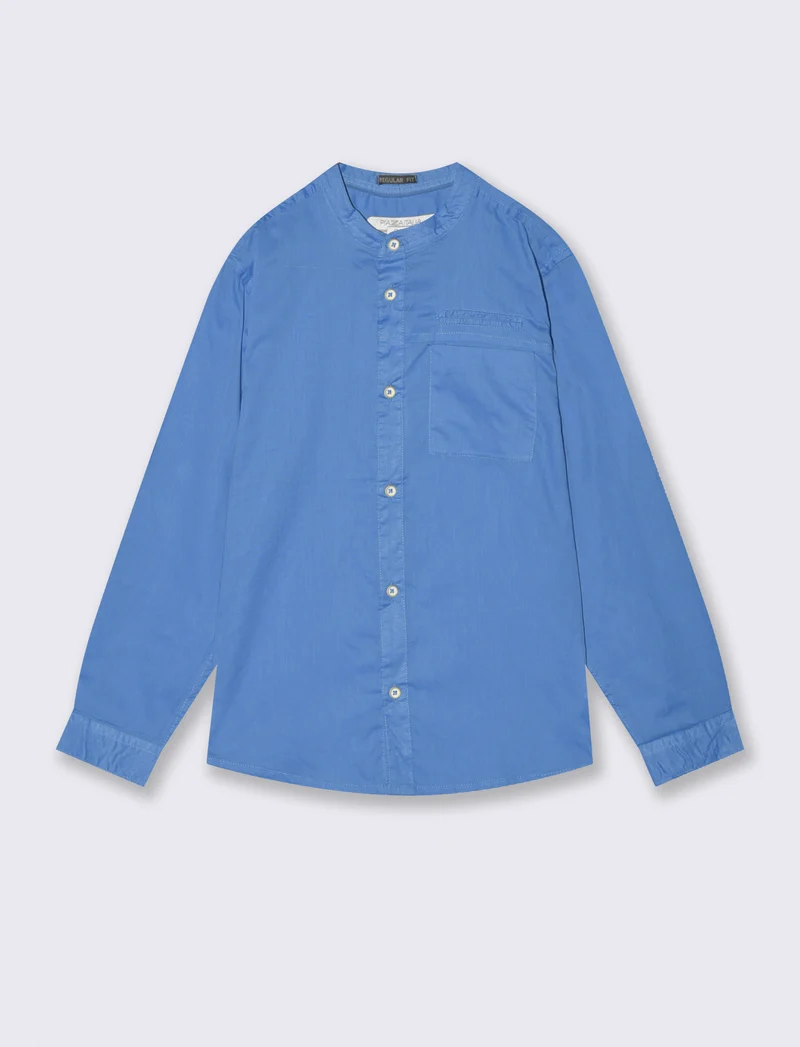 Camicia in cotone con taschino elegante - Blu oceano