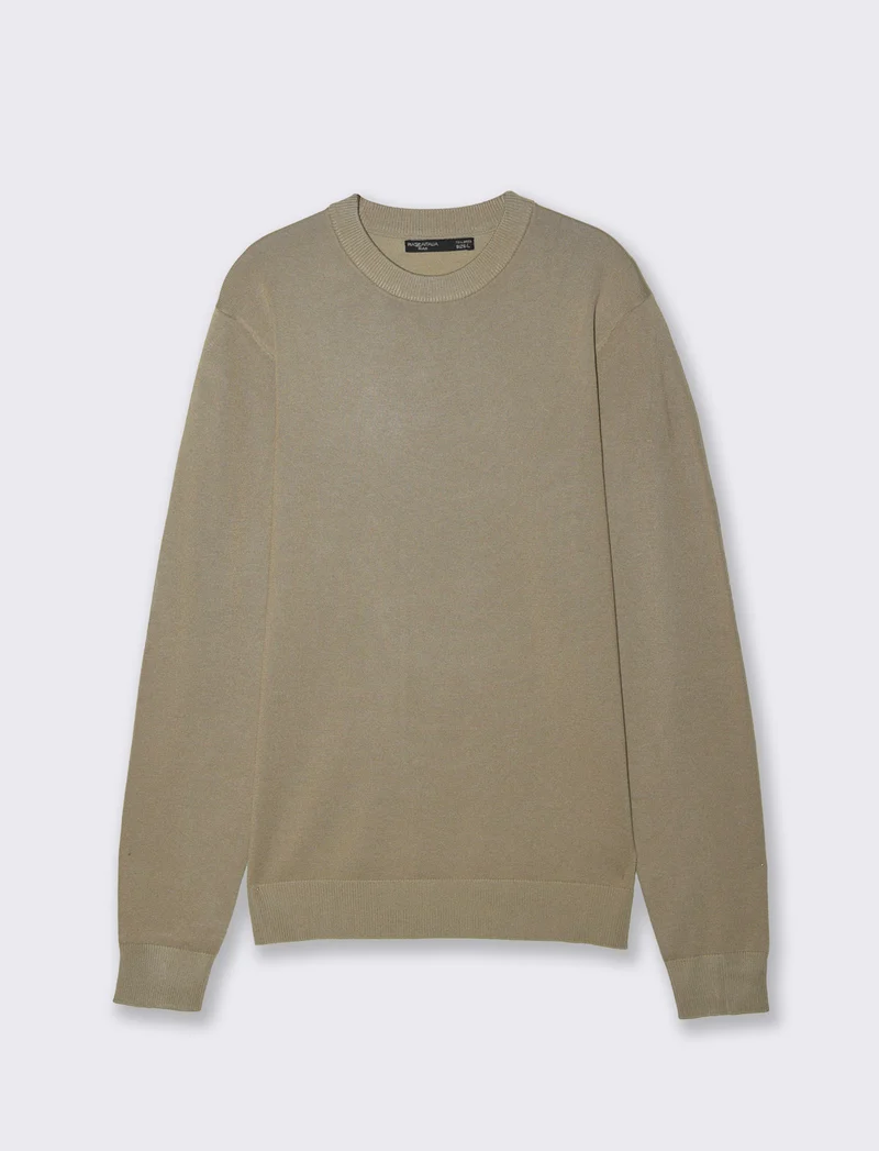 Maglia girocollo in filato premium - Verde salvia