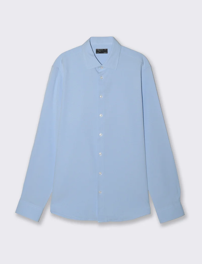 Camicia Formal Fit in Tessuto Jacquard - Celeste