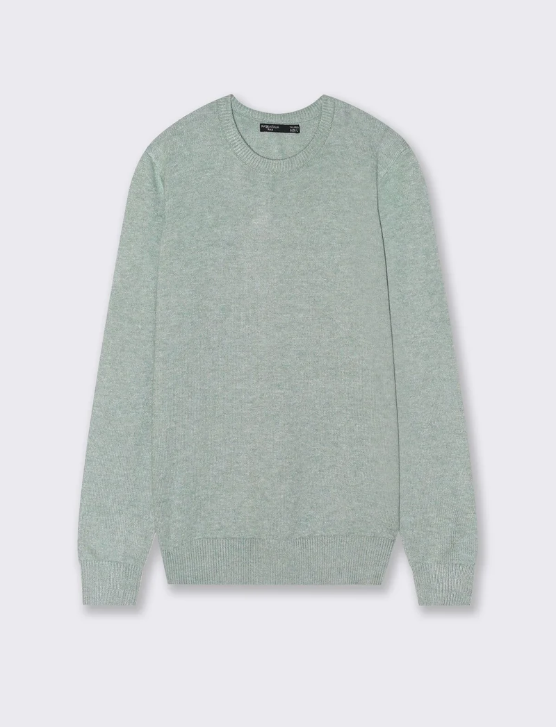 MAGLIA GIROCOLLO FILATO PREMIUM - Verde melange