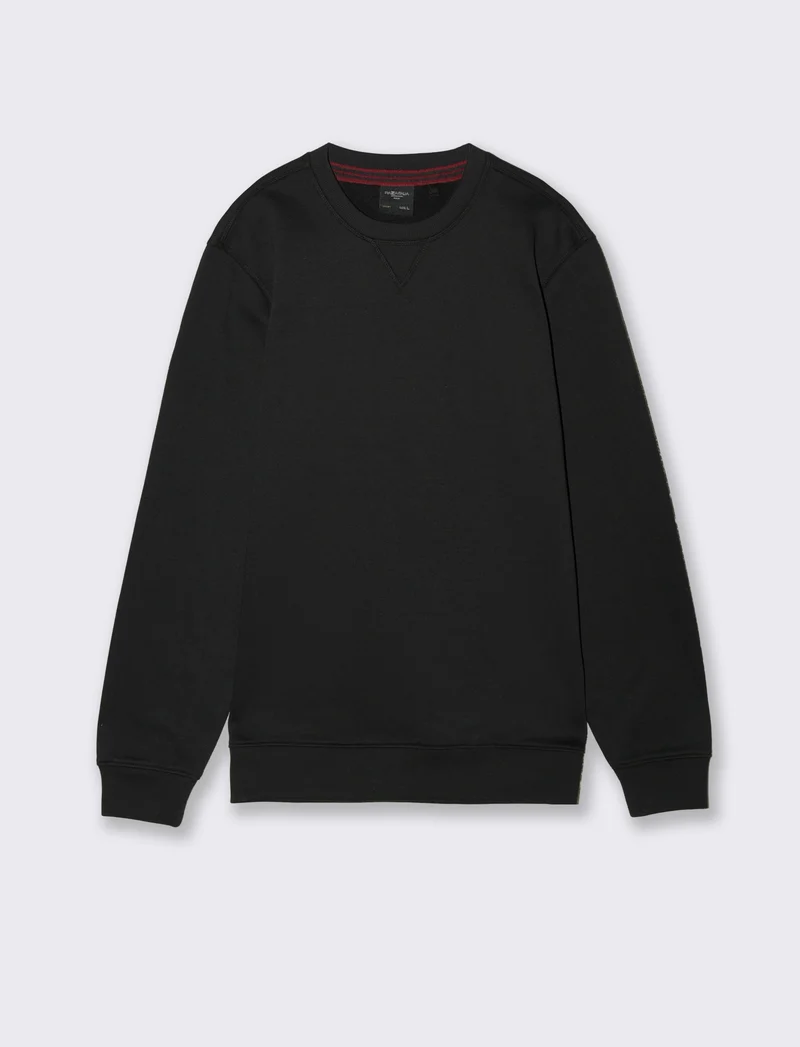 Felpa basic girocollo in misto cotone - Nero