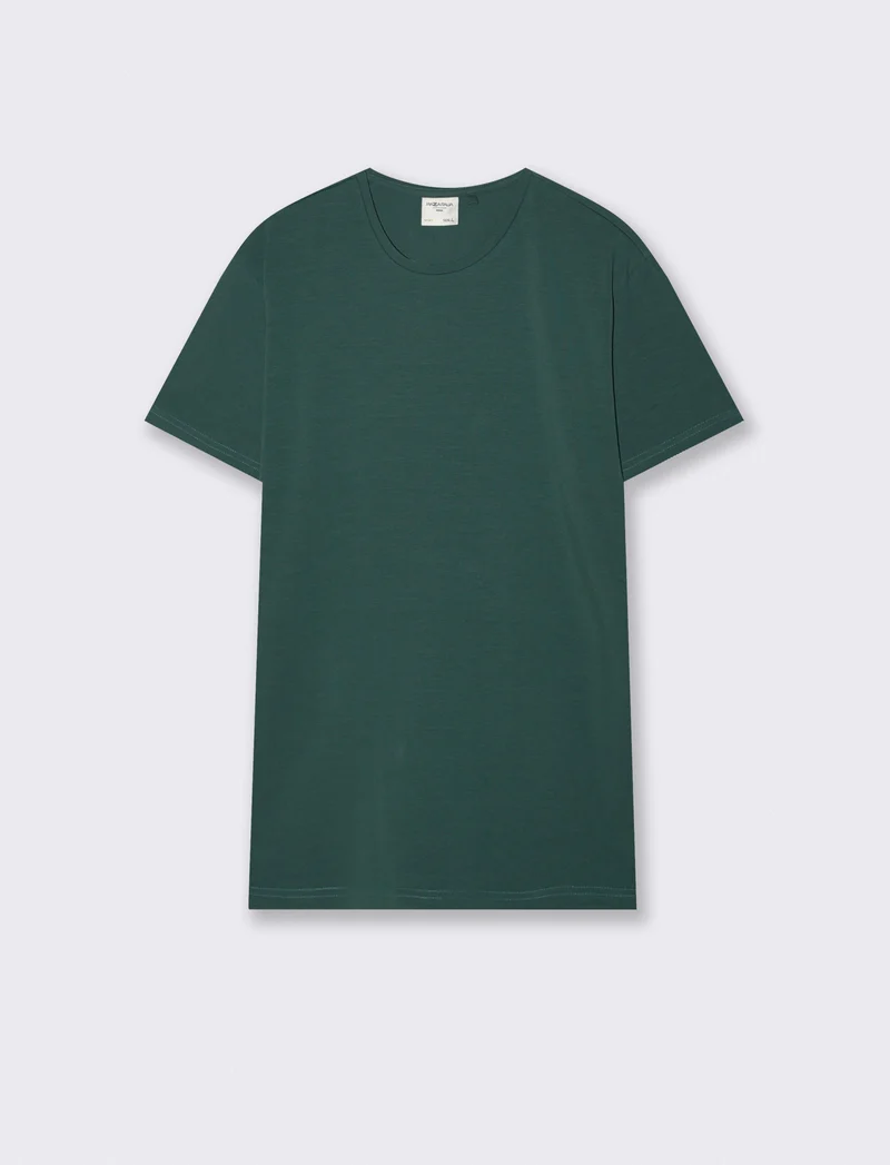 T-shirt slim fit in cotone elasticizzato - Verde petrolio