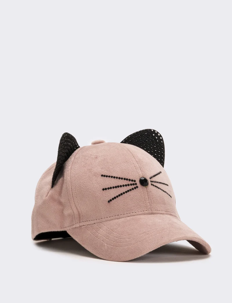 Cappello baseball gattina con strass - Rosa