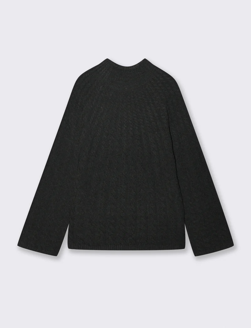 MAXIPULLOVER A TRECCE - Grigio scuro