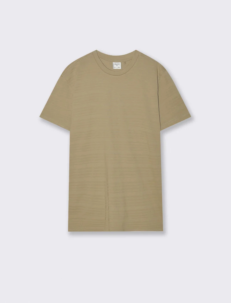 T-shirt girocollo jacquard righe - Verde salvia