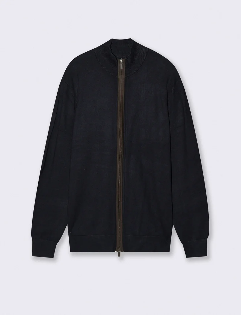 MAGLIA CARDIGAN CON BOTTONI E CERNIERA - Blu