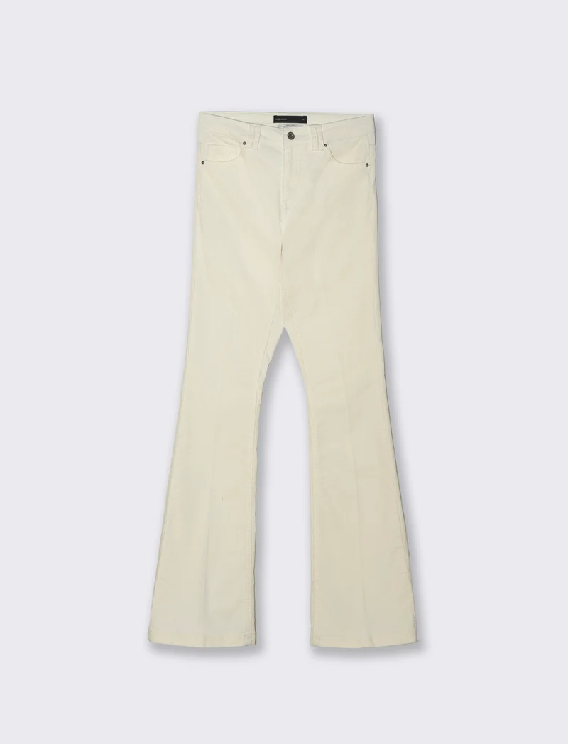 PANTALONE VELLUTO A ZAMPA - Avorio