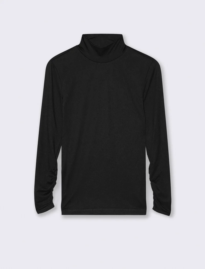 MAGLIA COLLO ALTO MANICA LUNGA BASIC - Nero