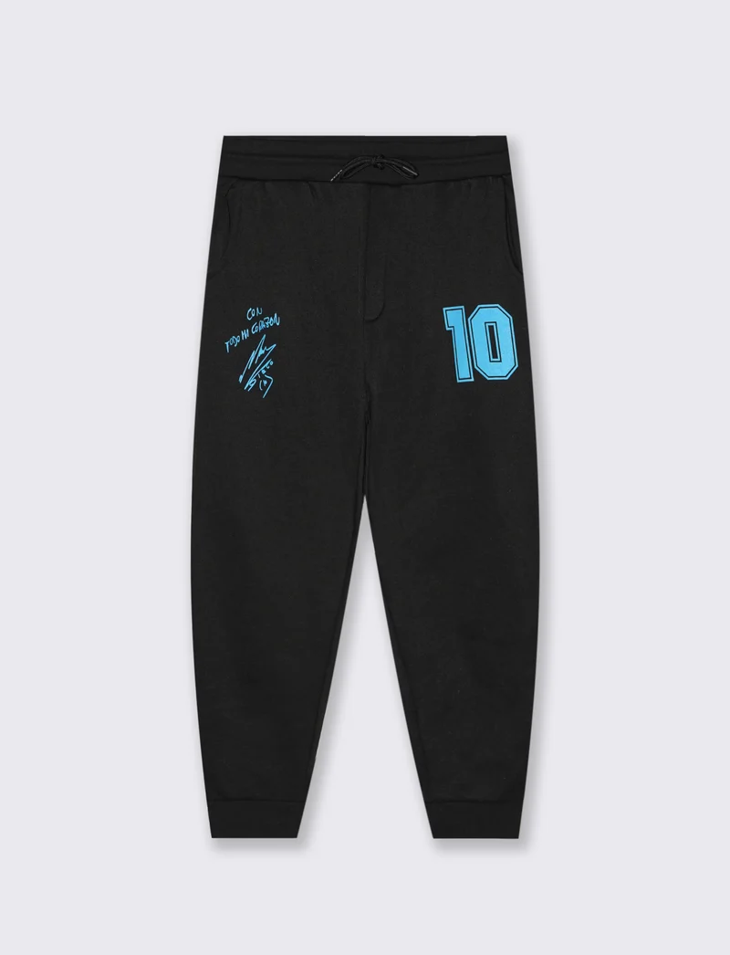 PANTALONI IN FELPA CON VITA JOGGER E STAMPE DIOS - Nero