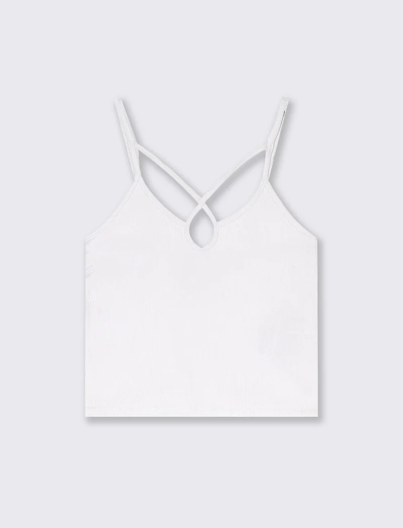 Top a costine da donna - Bianco