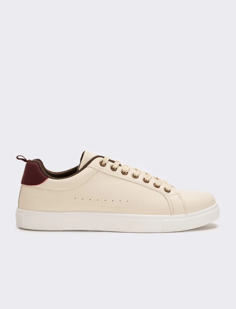 Sneakers con riporto bordeaux da uomo - Bianco burro