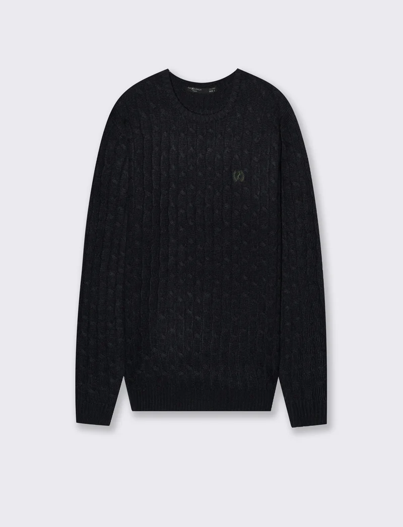 MAGLIA GIROCOLLO A TRECCE: - Blu