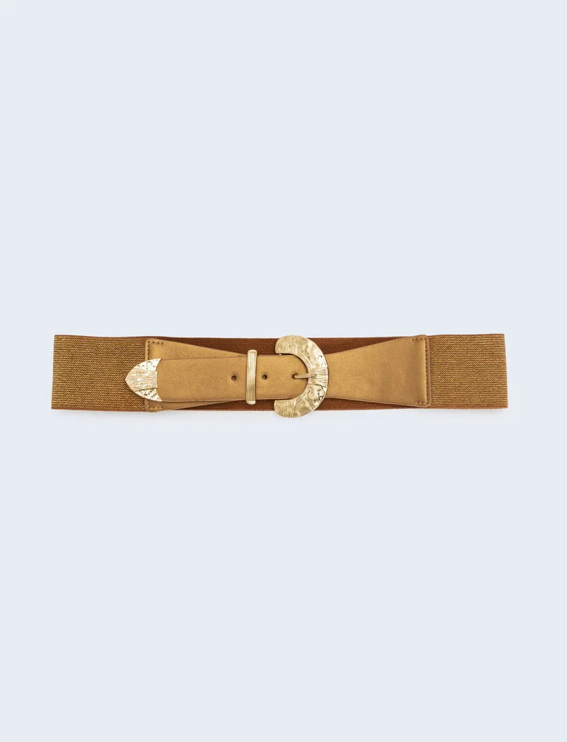Cintura donna elastica con fibbia martellata - Bronzo