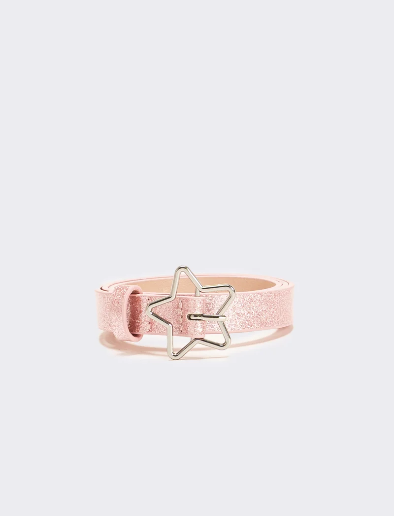 Cintura glitter fibbia stella - Rosa