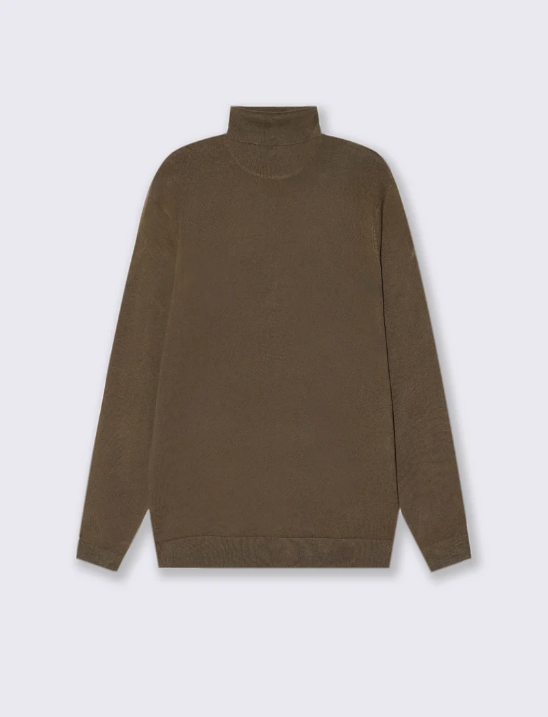 MAGLIA COLLO ALTO SLIM FIT - Grigio fango