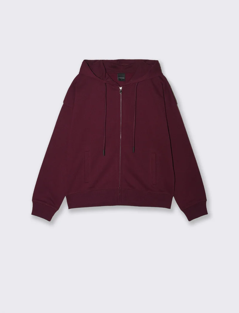 FELPA CON CAPPUCCIO E ZIP - Bordeaux
